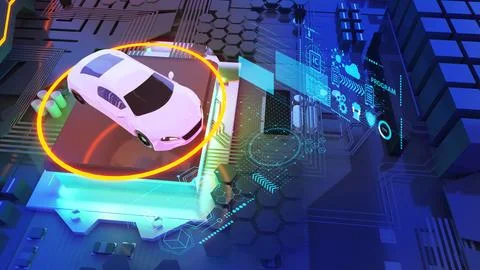 Semiconductor technology systems and computer processing units are used in .. Illustrazione stock