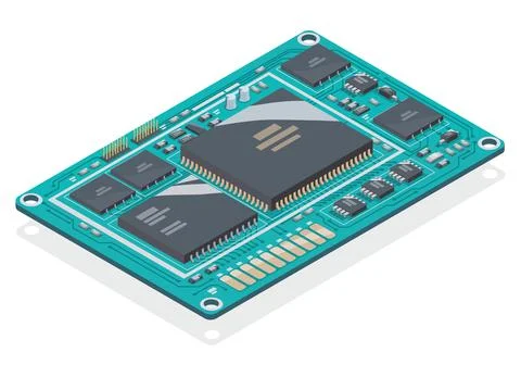 Semiconductors Components Circuit Board microship Illustrazione stock