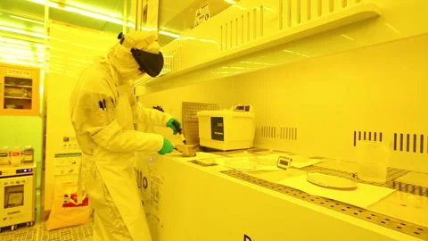 Semiconductors manufacturing facility Stock Footage 144332903