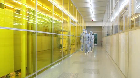 Semiconductors manufacturing facility Stock Footage 144334612