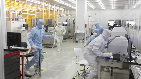 Semiconductors manufacturing facility Stock Footage 144340787