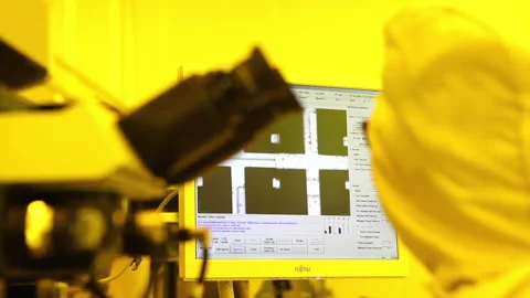 Semiconductors manufacturing facility Stock Footage 144801378