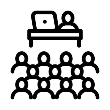 Seminar in classroom icon vector outline illustration Stock Illustration