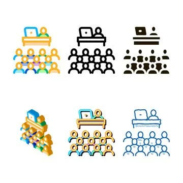 Seminar in classroom types icon vector outline Stock Illustration