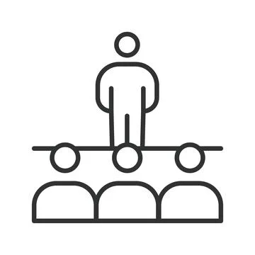 Seminar icon in line design. presentation, audience, meeting, communication Stock Illustration