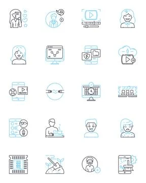 Seminar linear icons set. erking, Learning, Motivation, Inspiration Illustrazione stock