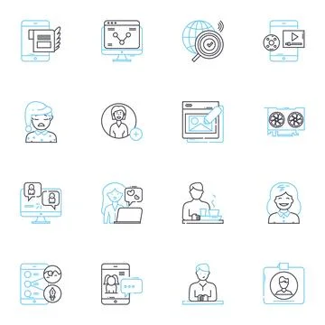 Seminar linear icons set. erking, Learning, Motivation, Inspiration Illustrazione stock