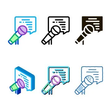 Seminar microphone speak icon vector outline minimal Stock Illustration