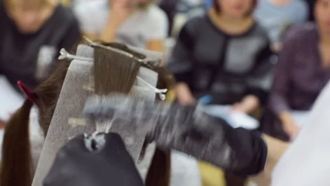 Seminar or master class on hair coloring Stock Footage 90143487