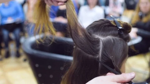 Seminar or master class on hair coloring Stock Footage 90143689