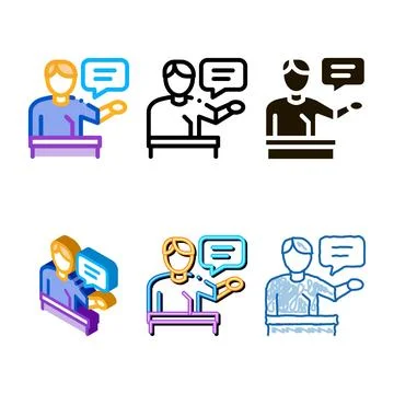 Seminar speaker icon styleset vector outline Stock Illustration