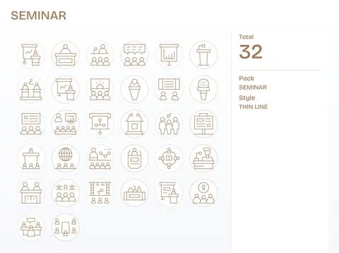 Seminar Ultimate Vector Package with 32 Retina Ready Thin Line Display Perf.. Stock Illustration