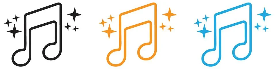 Semiquaver note icon vector logo set collection for web app ui Stock Illustration