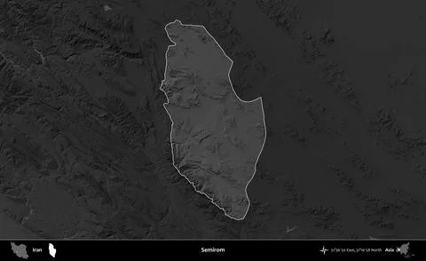 Semirom highlighted, Iran. Grayscale Stock Illustration
