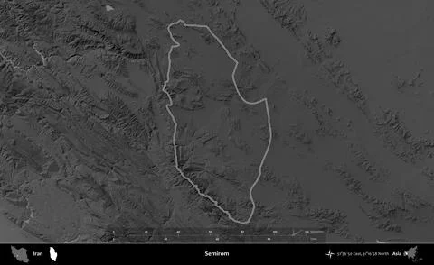 Semirom outlined, Iran. Grayscale Stock Illustration