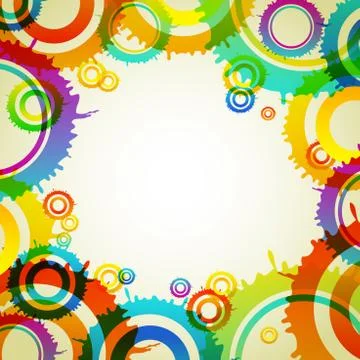 SemiTransparent Multicolored Concentric Splash Circle Disk Pattern Blank Space 스톡 일러스트