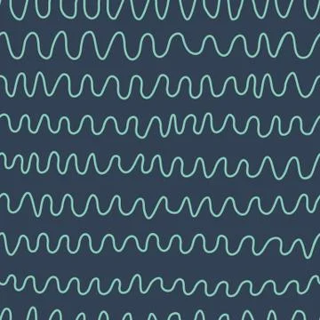 Semless hand drawn blue pattern with hand drawn wavy lines navy boy backgroun Stock Illustration