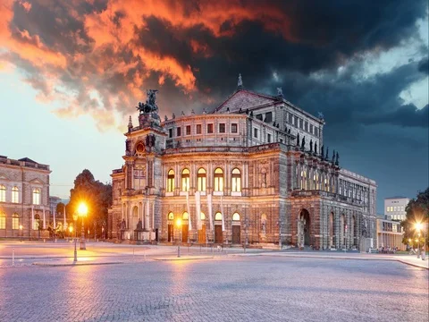 Semperoper in  a Dresden, Germany - Time lapse Stock Footage 74120817