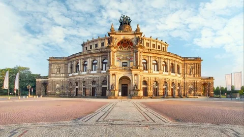 Semperoper in  a Dresden, Germany - Time lapse Stock Footage 74953540