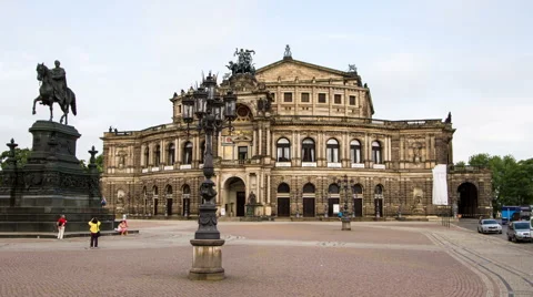 Semperoper, Dresden, hyperlapse time lapse shot Stock Footage 65009759