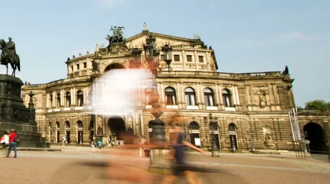 Semperoper, Dresden, moving time lapse shot Stock Footage 65012494