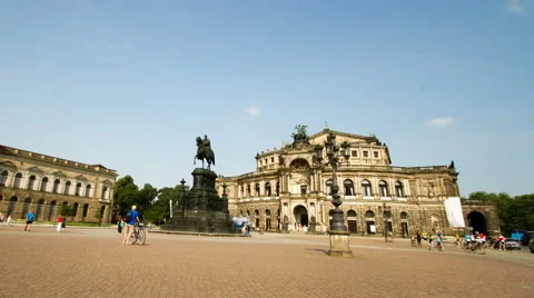 Semperoper, Dresden, moving time lapse shot Stock Footage 65013207