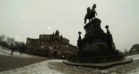 Semperoper Opera House in Dresden at winter Stock Footage 35544876