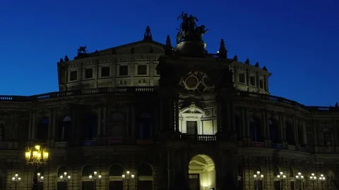 Semperoper, opera house (Saxon State Opera) at night Stock Footage 81096236