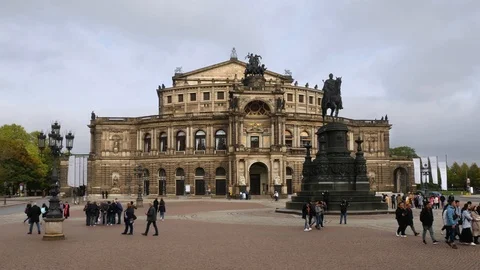 The Semperoper at Theaterplatz in Dresden Stock Footage 119862748
