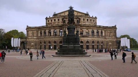 The Semperoper at Theaterplatz in Dresden Stock Footage 119862887