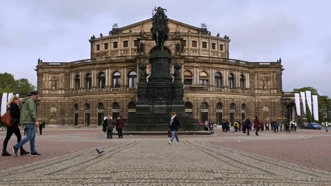 The Semperoper at Theaterplatz in Dresden Stock Footage 119863153