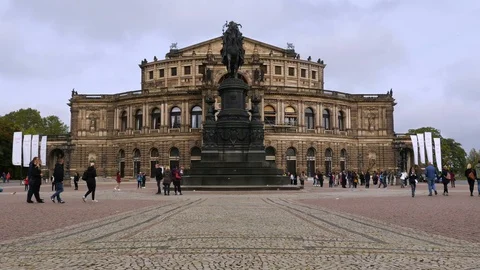 The Semperoper at Theaterplatz in Dresden Stock Footage 119863236