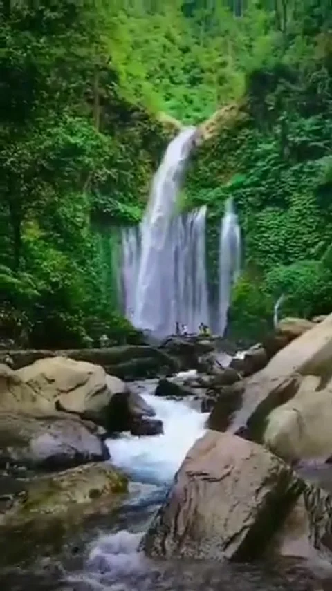 Senaru WaterFall Stock Footage 213119269