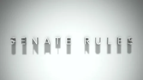 Senate rules 3D title animation white text on a white background Stock Footage 299757633