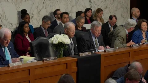 Senators on the Judiciary Committee dais at the Blanche hearing Stock Footage 345283997