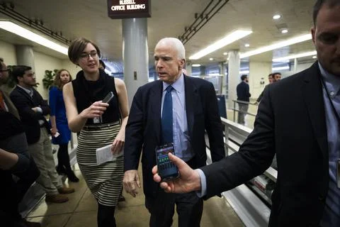 Senators React to US Strike Against Syria, Washington, USA - 07 Apr 2017 Stock Photos
