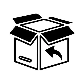 Send back, easy parcel return icon / black color Ilustração Stock