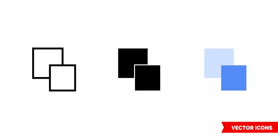 Send backward icon of 3 types color, black and white, outline. Isolated vecto Stock Illustration