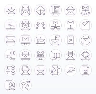 Send Design Vector Icons featuring 32 Pixel Optimized Thin Line Style イラスト素材