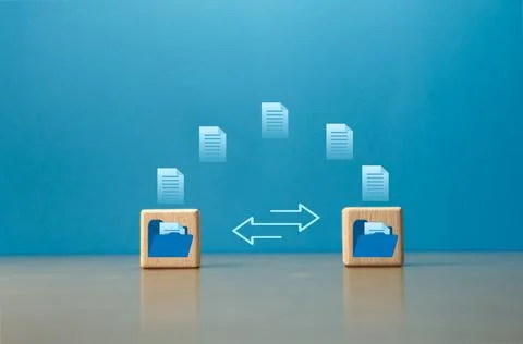 Send document files via the Internet, transfer data files between folders, .. Fotos de archivo