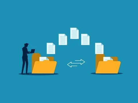 Send documents between business people, Backup, Exchange files on folders, .. Stock Illustration