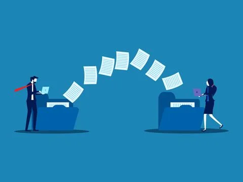 Send documents between business people, Backup, Exchange files on folders, .. Stock Illustration