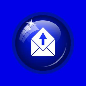 Send e-mail icon. Internet button on blue background. . Stock Illustration