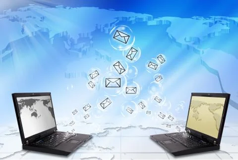 Send email envelope in a laptop Stock Photos