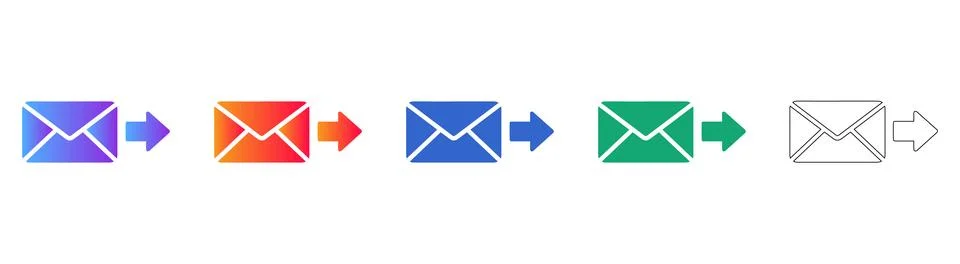 Send Email Message Icon Set 스톡 일러스트