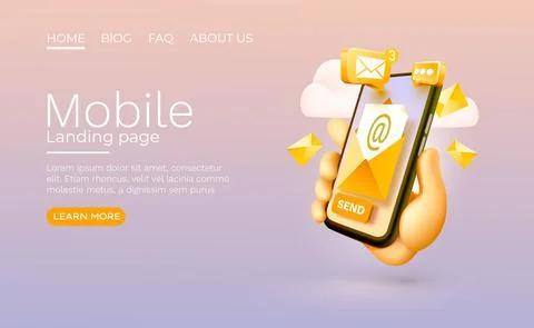 Send an email, message smartphone mobile screen, technology mobile display Stock Illustration