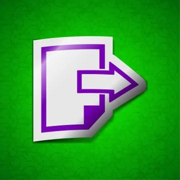 Send Export file icon sign. Symbol chic colored sticky label on green background Stock Illustration