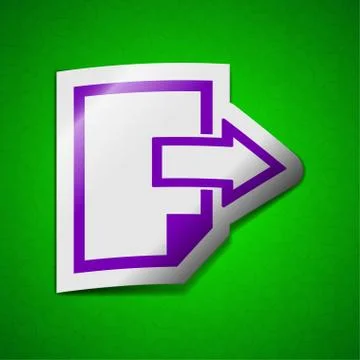 Send Export file icon sign. Symbol chic colored sticky label on green background Stock Illustration