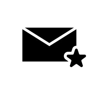 Send Favorite Mail, Envelope and Star Solid Flat Vector Icon Isolated on Whit Stock Illustration