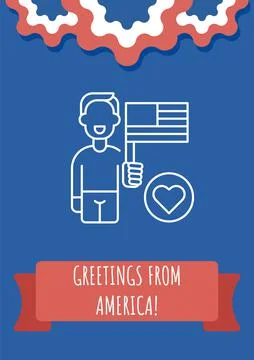 Send greetings from USA postcard with linear glyph icon Stock Illustration